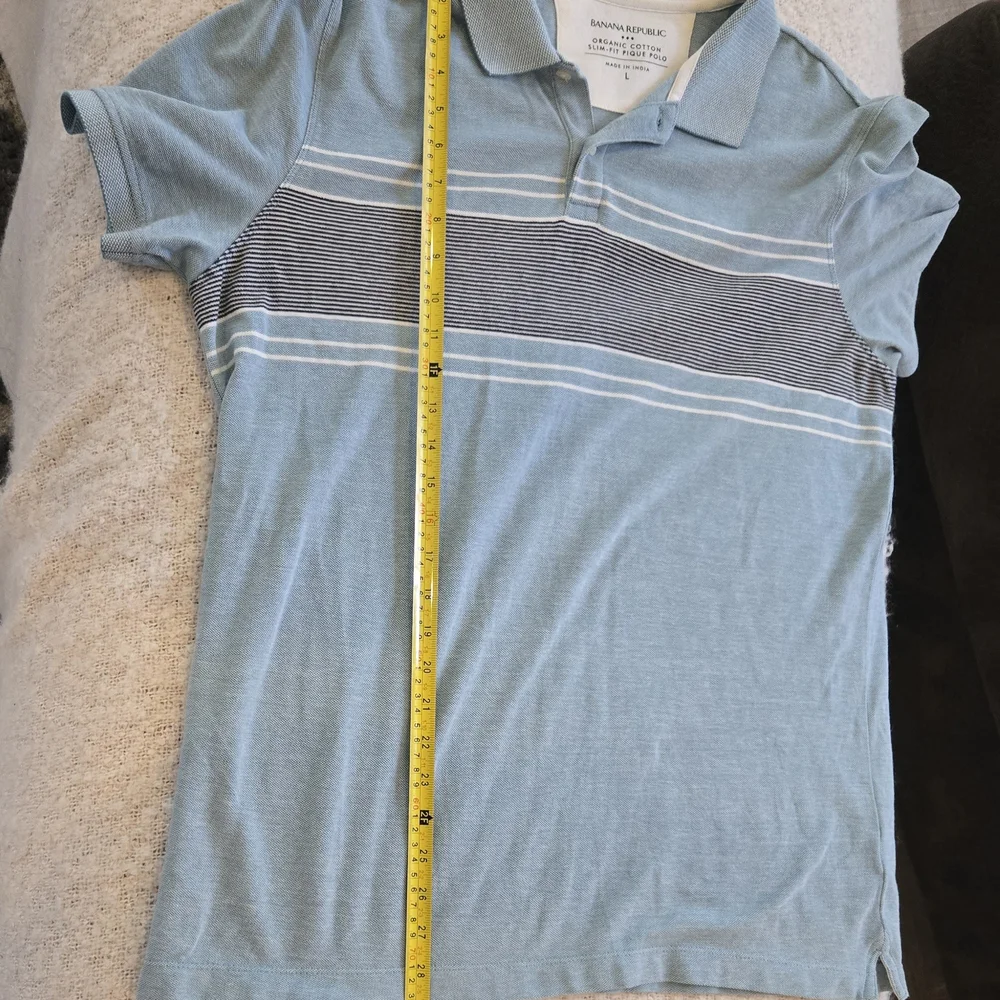 Banana Republic Men's Blue Striped Polo Shirt L